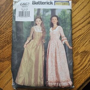 Vintage Butterick Historical Dress Pattern Sizes 12, 14, 16 Circa 2001 Uncut